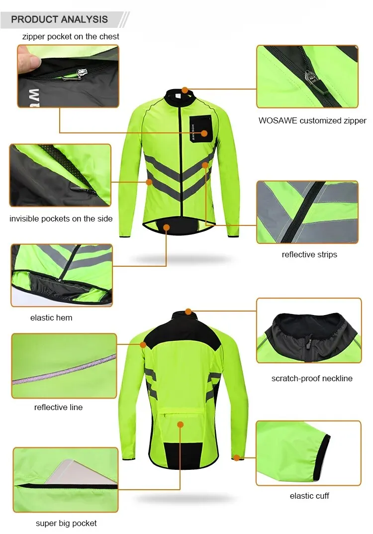 Men Cycling Jacket Long Jersey Lightweight Windproof Water Repellent Bicycle MTB Road Bike Clothing