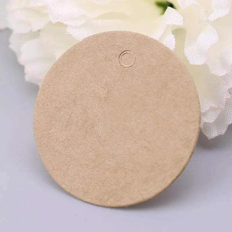 72XF 100pcs Blank Kraft Paper Hang Tags Wedding Party Favor Label Price Gift Card 4cm
