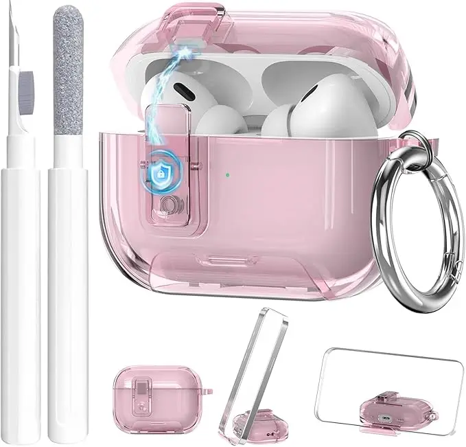 Transparente Schutzhülle für Airpods Pro 3 Weiche TPU Magnetische Automatische Verriegelung für AirPod 4 mit Verriegelungs-Handyständer Hülle für Airpod Pro3 2025