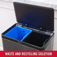 10.5-Gallon Elite Stainless Steel Dual Stream Trash and Recycling Bin, Step-On Mechanism, Charcoal, Home and Kitchen 2