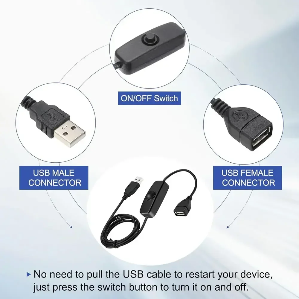 USB 2.0 Extension Cable with On/Off Switch for Data Transfer and Charging