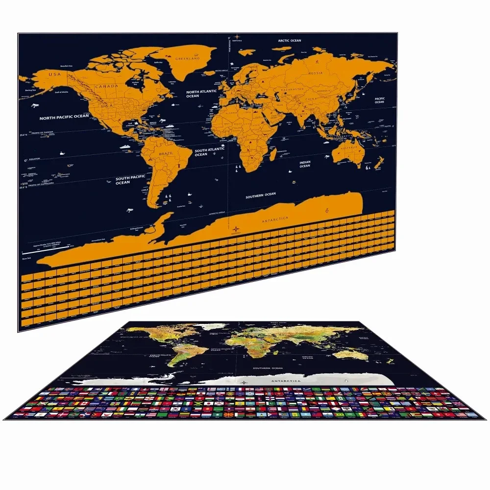 

Deluxe World Edition Scratch Maps, Posters With Scratch Off Layer Visual International Travel Maps Painting Home Decor Sticker