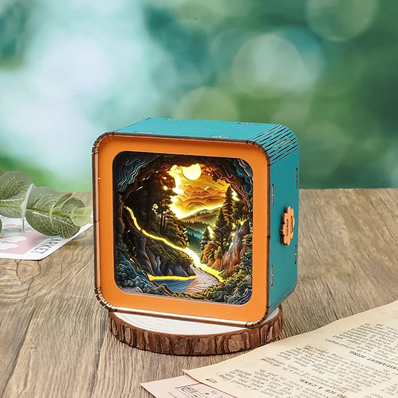 3D Wooden Puzzle Night Light Forest Secret DIY Puzzles For Adults Eye Care Night Light With Touchable Switch Personalized Gifts 2