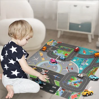 Baby Play Mat Road Map Mat for City Traffic City Car Parking Lot Map Traffic Signs Kids Climbing Playing Mat Educational Toy 4