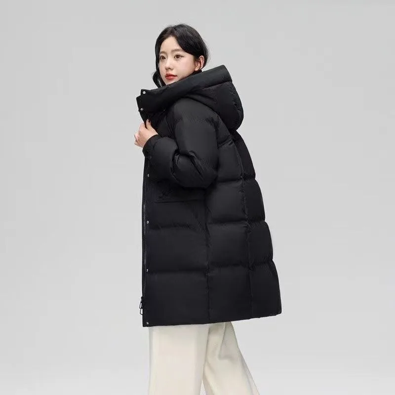2023 New Women Down Cotton Coat Winter Jacket Female Mid Length Version Parkas Thick Warm Outwear Hooded Leisure Time Overcoat