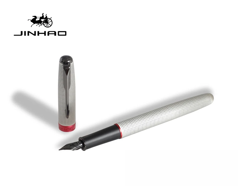 Jinhao 16 금속 황금 작은 사각형 만년필, 미디엄 펜촉, 0.5mm 골드 트림, 컨버터 포함, 비즈니스 사무실 학교 용품