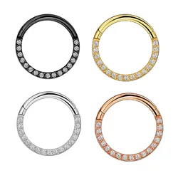 16G High Quality CZ Stone Hight Segment Nose Rings Open Small Septum Hoop Piercings Earrings Helix Body Jewelry