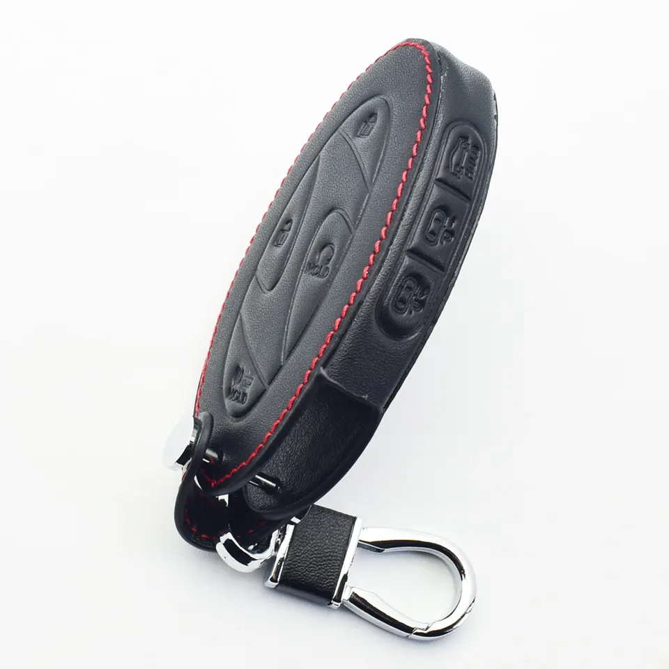 Ontto Custodia In Pelle Per Chiavi Auto – Compatibile Con Hyundai Tucson NX4, Ioniq 5, Santa Fe, Kona, I10, I30 (2021, 6 Tasti) – Colore Blu