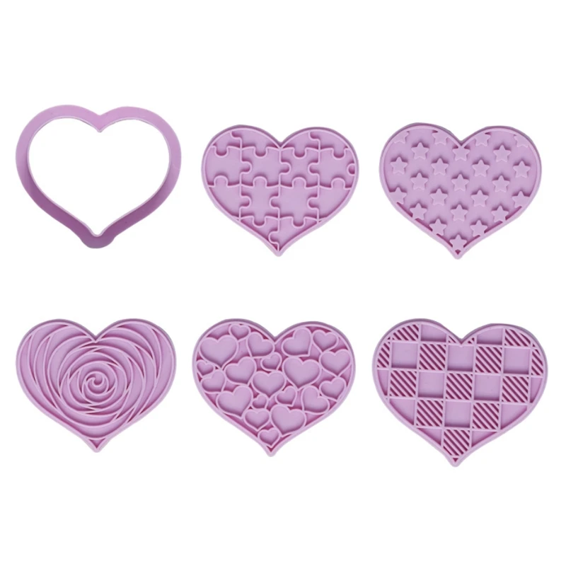 

6 Pieces Cookie Stamp Cookie Cutters Molds Set Plastic Material DIY Cookie Molds