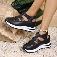 Sandales pour femmes été 2025 chaussures plate-forme compensée à talons hauts gladiateur confortable décontracté nouveau en luxe blanc bout rond en offre 5