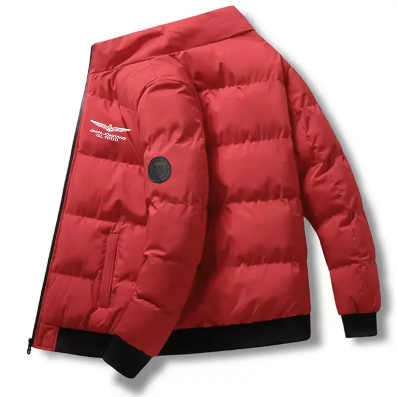 Autumn and Winter Men's Pattern Printed Logo Golden Wing Honda Coast Car Driver Standing Collar Warm Cotton Clothes