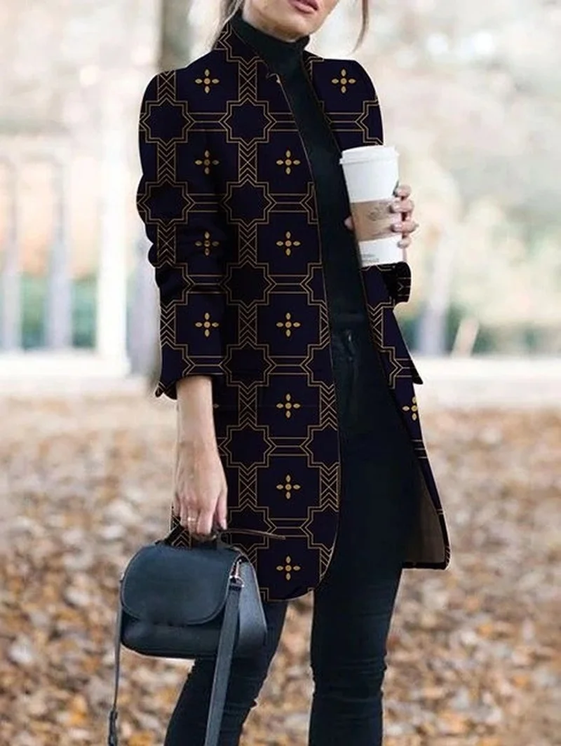 Floral Printed Oversized Blazer Women Lapel Long Sleeve Fit Jacket Fashion Spring Autumn Office Lady Suit Vintage New_voghion.com
