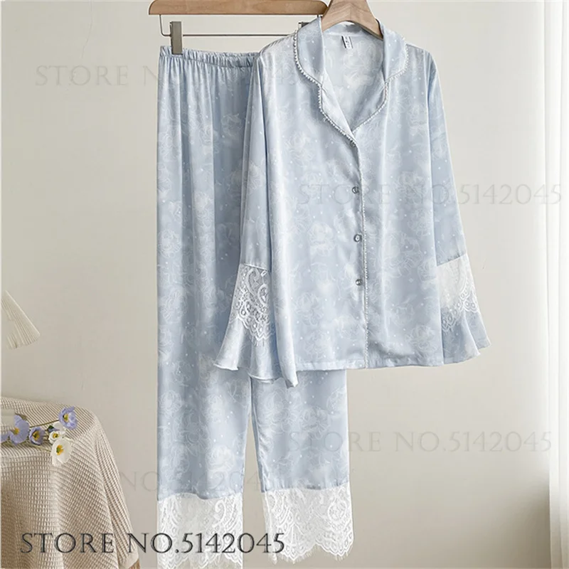 الفاخرة الحرير الساتان الإناث منامة ملابس خاصة 2 ق...