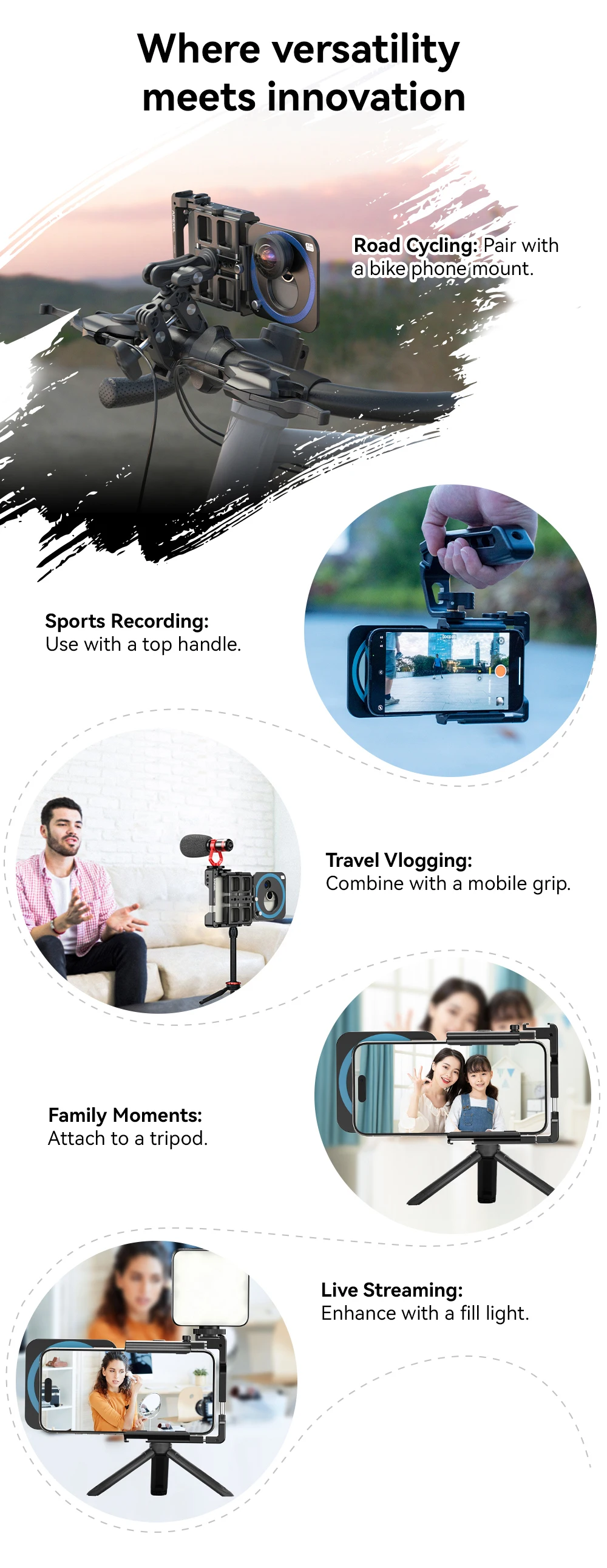 Universal Metal Phone Rig Video Kit Handheld Smartphone Vlog Cage Multifunctiona