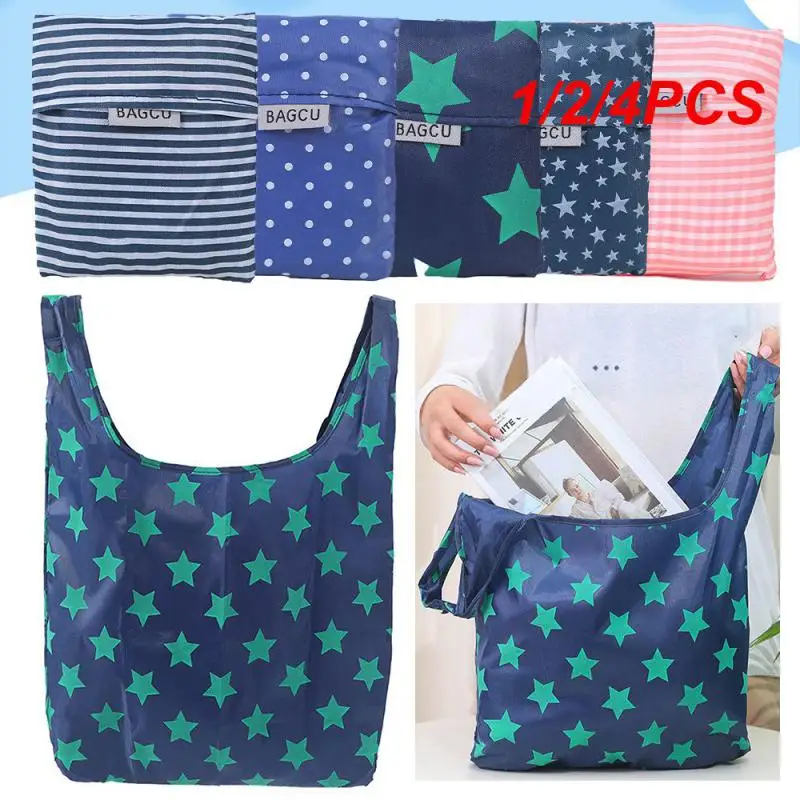 

1/2/4PCS Shopping Bag Eco-friendly Bag Hand Shoulder Grocery Bags Shoulder Market Bags Reusable Foldable Supermarket Shop Bags