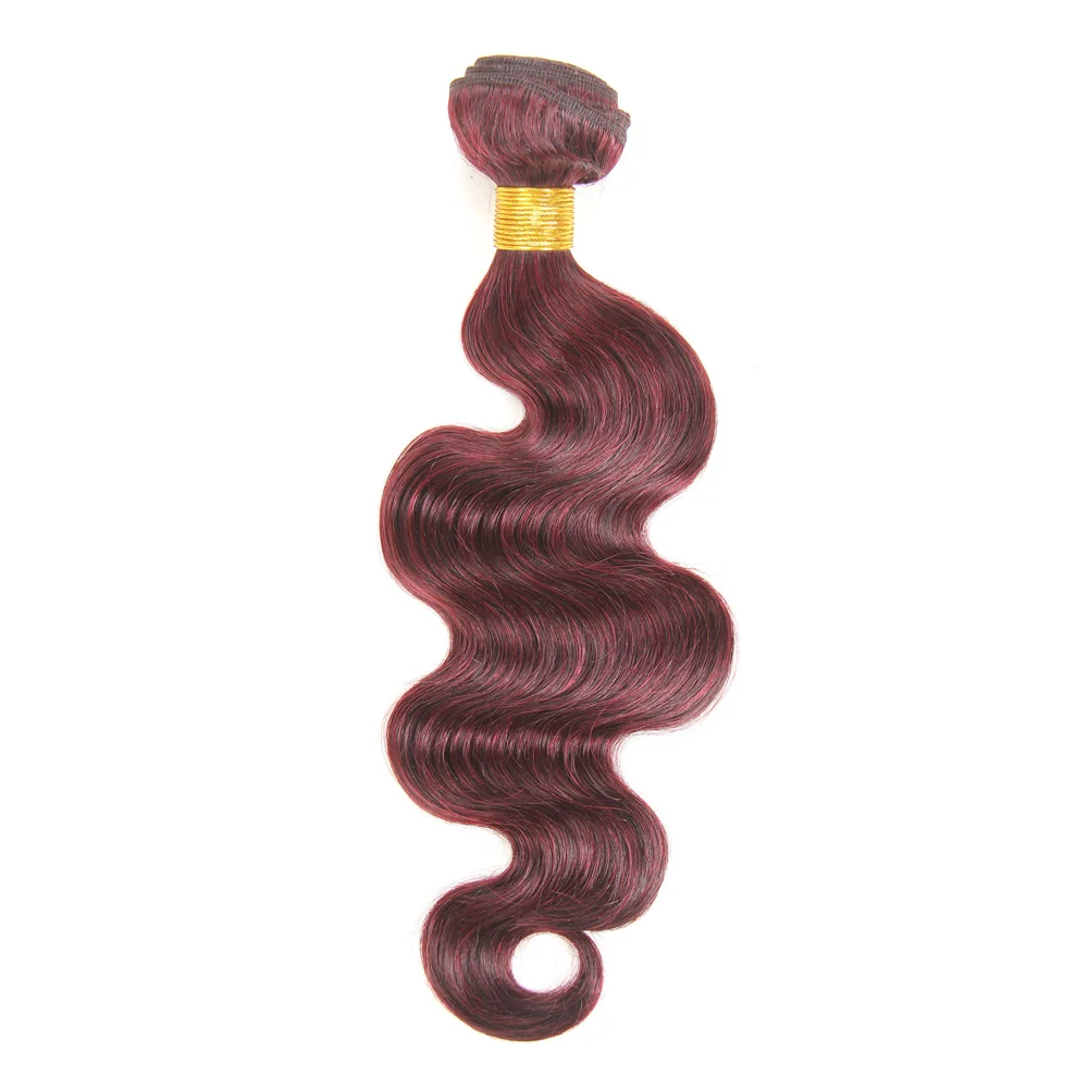 Slanke 99j Rode Human Hair Bundels Voor Vrouwen Body Wave Remy Brazilian Hair Extensions Single Bundels 99j Gekleurde Hair Extensions