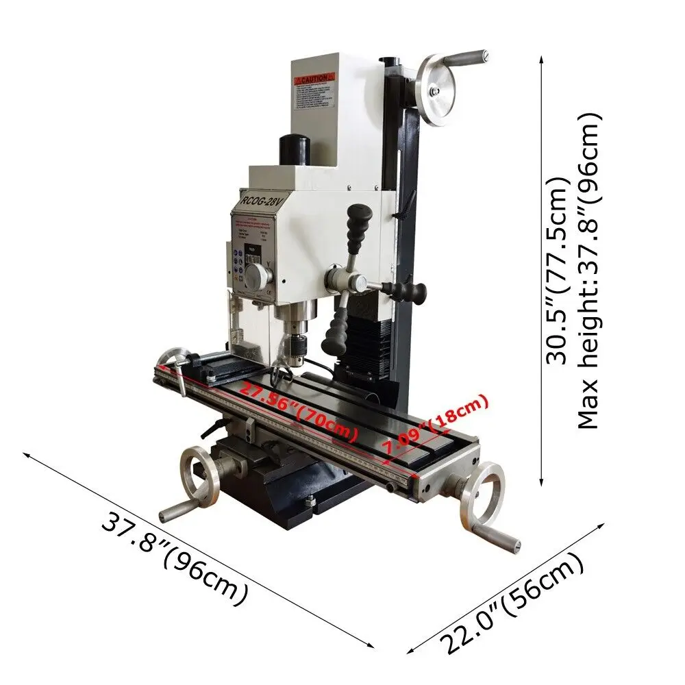 R8 Electric Heavy-duty Bench Drilling Milling Machine 1300W Brushless Motor 3