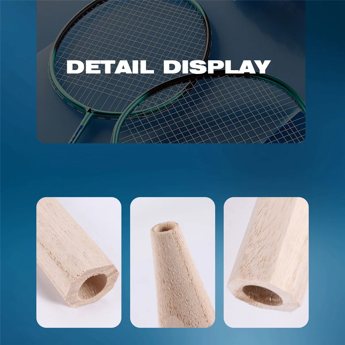 2Pcs Badminton Racket Handle Grip Wooden Badminton Handle Repair of Racket,G6