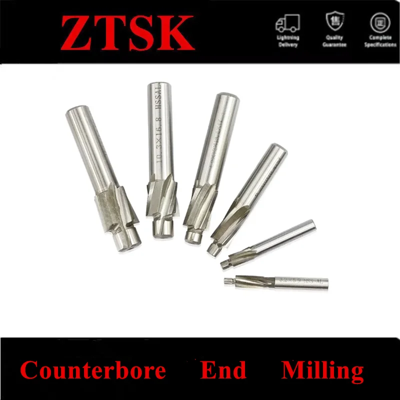 

Counterbore End Milling Tool HSS M3-M16 for Flat Bolt Holes Screw Caps Ejector Cap Countersink