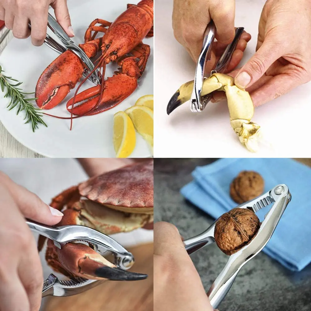 Seafood Tool Kit Stainless Steel Crab Leg Cracker and Forks Nut Cracker Set Shellfish Sheller 8 Piece seafood tool kit