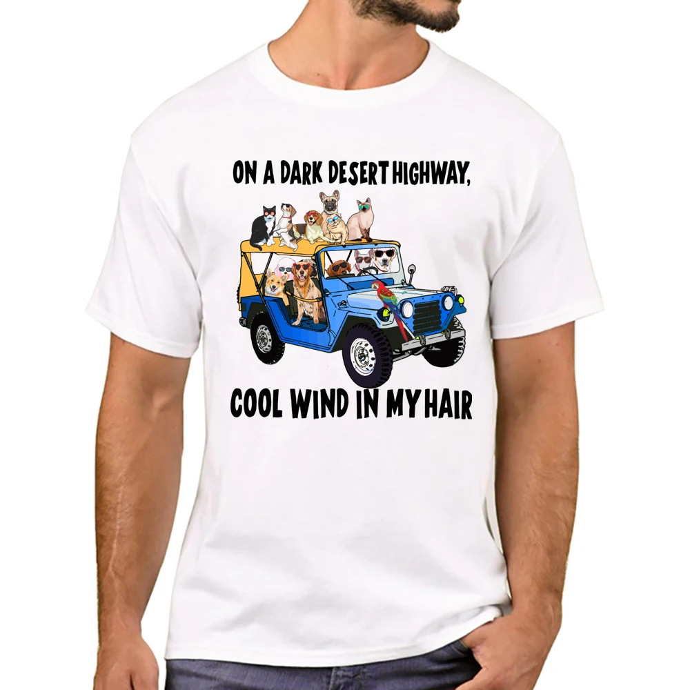 TEEHUB Fashion Dogs Travel By Car Men T-Shirt Vintage Dog Printed Funny T Shirts Short Sleeve Tshirts Haruku Tee_voghion.com