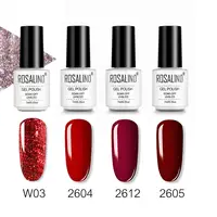 ROSALIND 4PCS Gel Polish Set 7ml Soak Off Nail Gel Red Series Shiny Bright For Nail Art Design LED/UV Lamp Need Base Top Gel 2