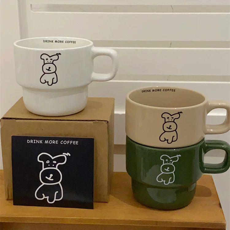 

Cartoon Puppy Coffee Cup Cute Retro Ceramic Mug Milk Juice Tea Water Cups Student Couple Birthday Gift Ins Coffee Mugs