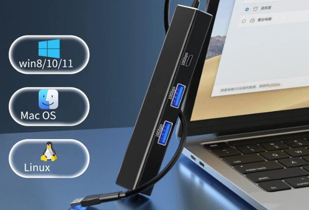 2 in 1 USB 3,0 USB 2500 USB C bis 2,5 m 3,0g RJ45 LAN Ethernet Adapter 10GB Typ C PD USB Hub für Windows 7/Mac PC Laptop – Detail 8