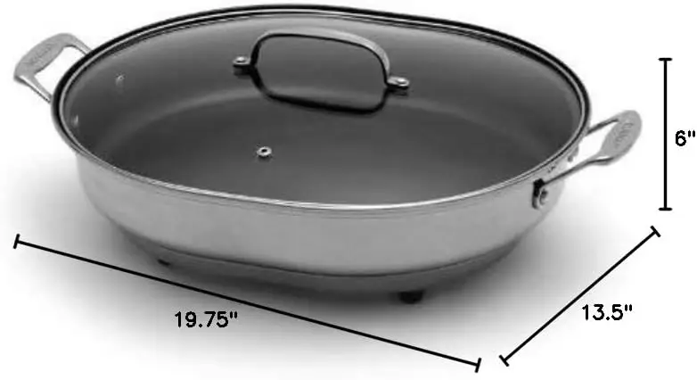 1500-Watt Nonstick Oval Electric Skillet,Brushed Stainless 18 IN 3