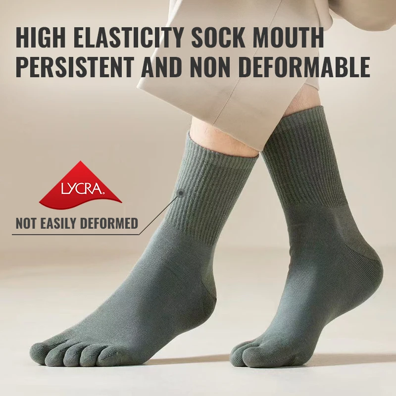 Men Five Finger Long Socks Set 5Pairs Lycra Band Deodorant Antibacterial Sports Split Toe Casual Pure Cotton sports socks cotton socks sports stockings casual socks athletic socks gym socks cotton blend socks