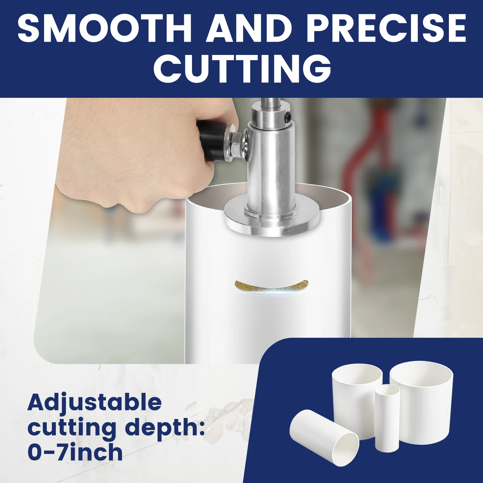 Stainless Steel PVC Pipe Inside Cutter Depth Adjustable Internal Pipe Cutter Tool Labor Saving PVC Tubing Cutting Kit for ABS