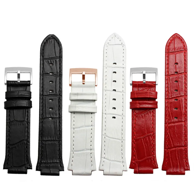Genuine leather watchband for Swarovski 5027127 5027131 5080602 5096008 female 21*14mm watch strap black red braceletcelet strap
