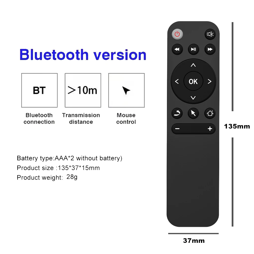 블루투스 5.2 원격 제어 에어 마우스, 스마트 TV 박스, 전화 컴퓨터, PC 프로젝터 등 BT5.2 리모컨