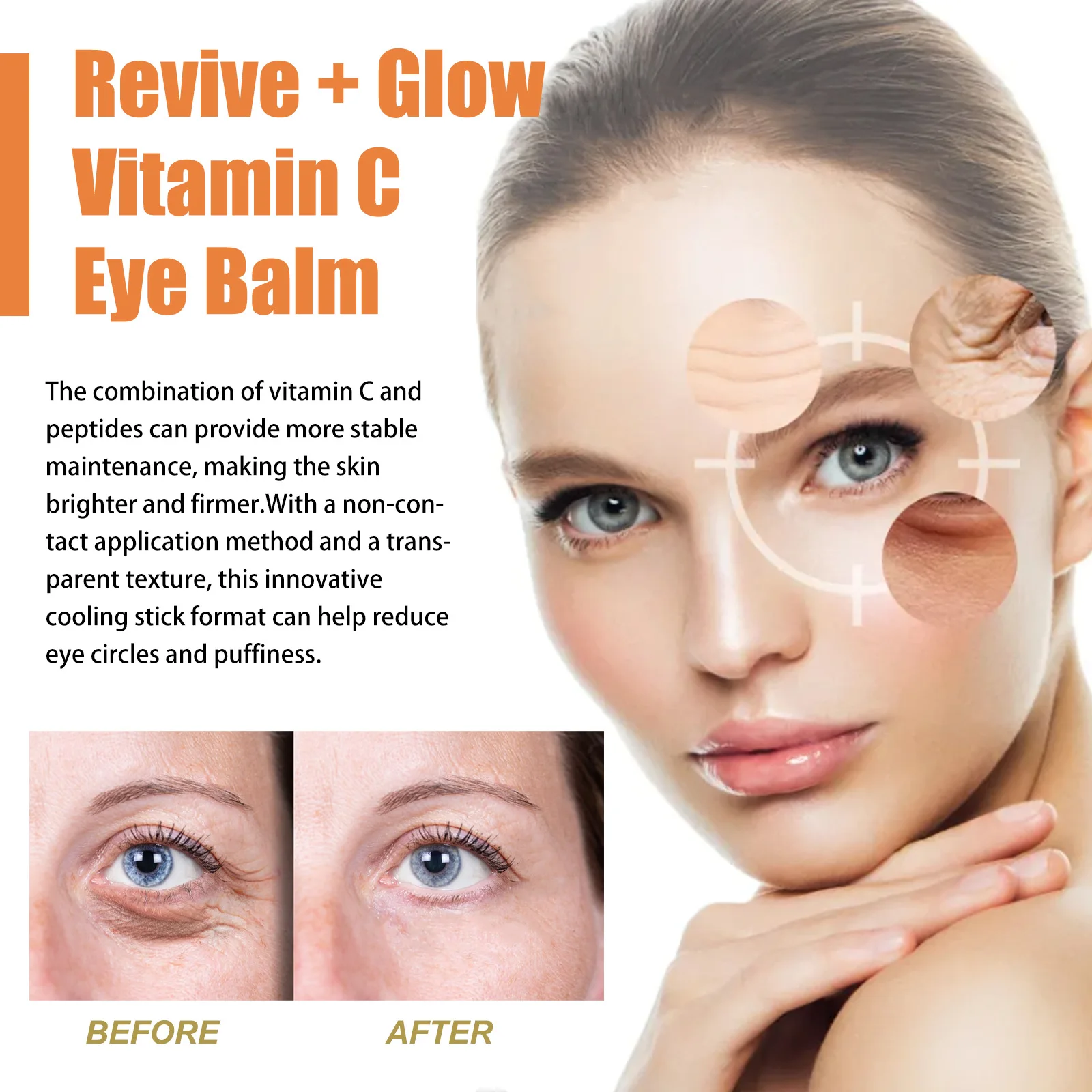 Vitamin C Eye Balm Anti Wrinkle Moisturizing Balm Eye Bag Removal Dark Circles Reduce Fine Lines Smoothing Cream for Women
