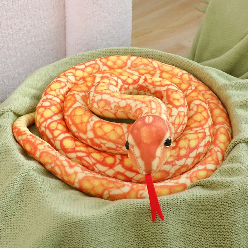 Simulation Giant Python Plush Toy Long Snake Yellow Orange Green Python ...