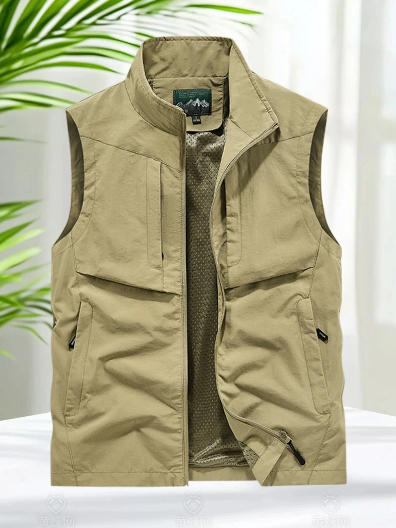 Plus Size 8XL Outdoor Vest Men Sleeveless Jacket Men Camping Hiking Coats with Mesh Lined Breathable Fishing Vest Jacket Pockets