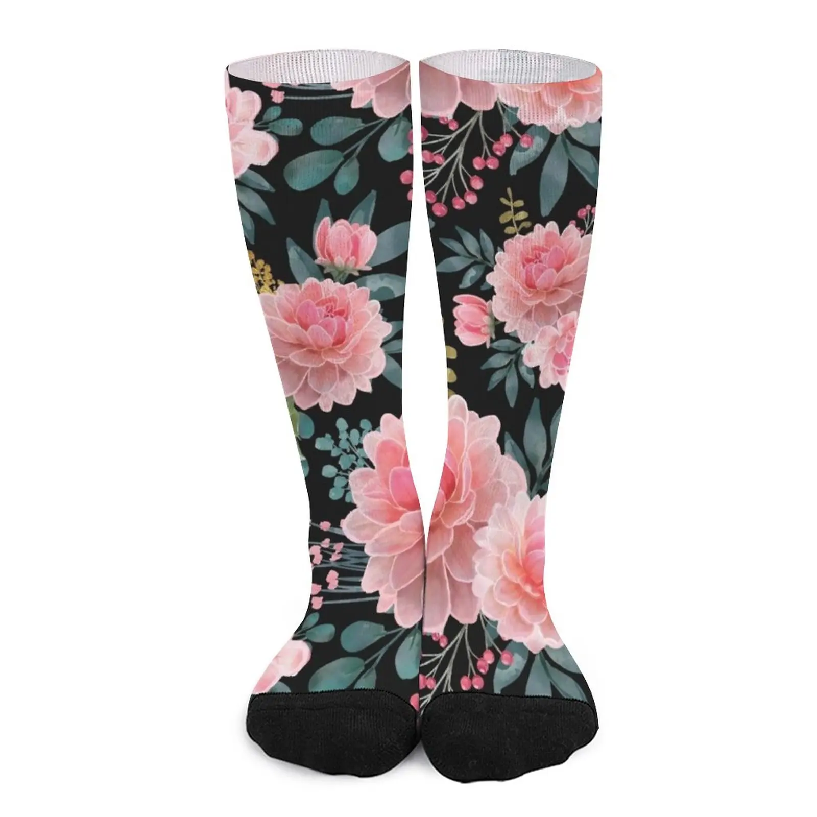 Watercolor Peony Flowers Socks non-slip soccer socks Golf socks Men's soccer sock faded peony супница