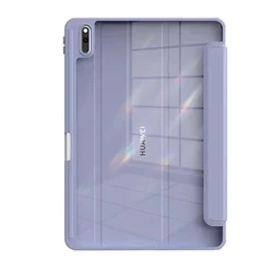 Transparent Acrylic Tablet Case with Pencil Holder - Clear Protective Cover for Various Models and Sizes (Purple)