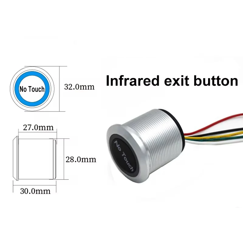 Door Access Button Waterproof Contactless No Touch Sensor Exit Switch Induction Type Release Exit Button Switch Access Control DC12V/24V With LED
