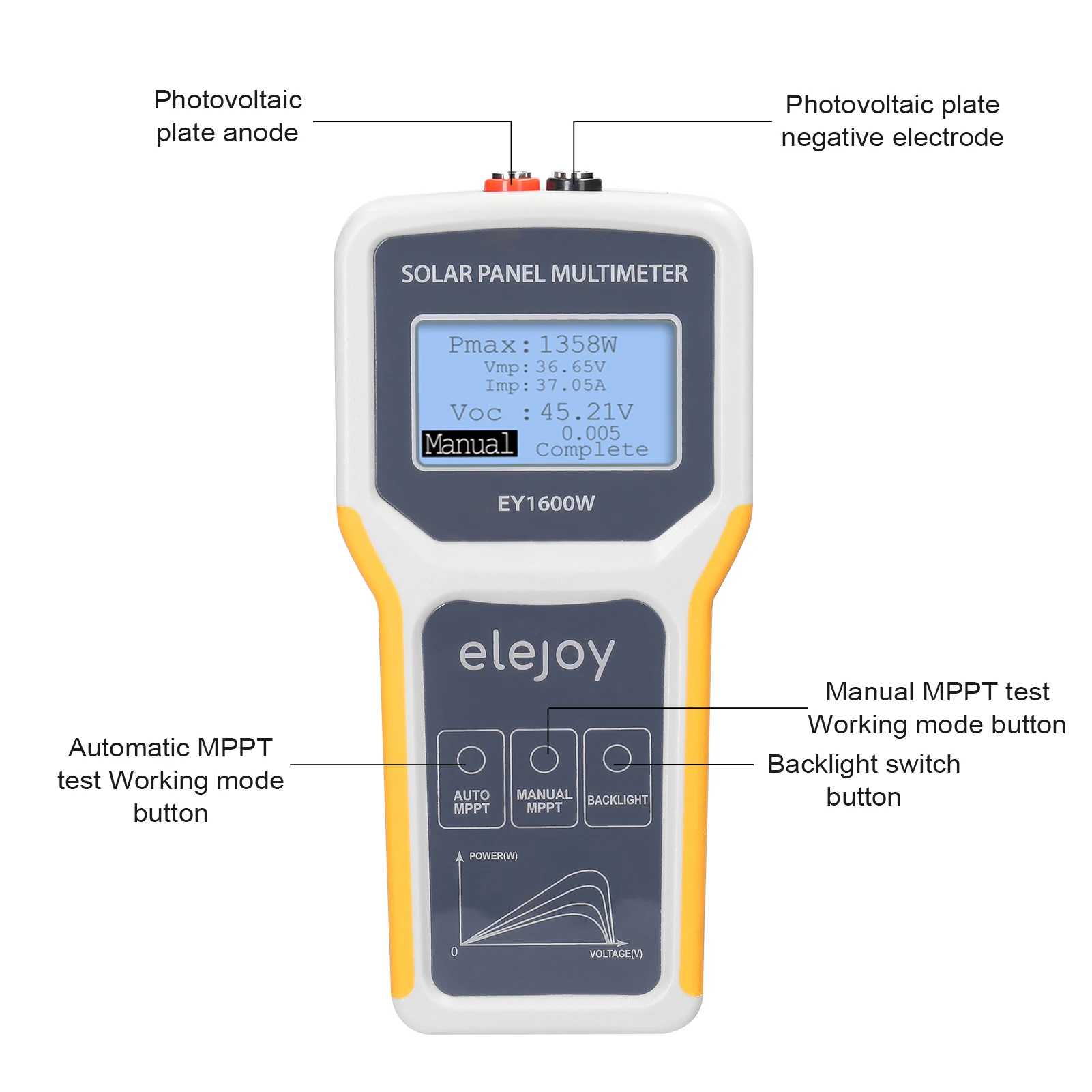 1600W Photovoltaic Panel Multimeter Solar Panel MPPT Tester Open Circuit Voltage Test Device Maximum Power Point Voltage Current 3