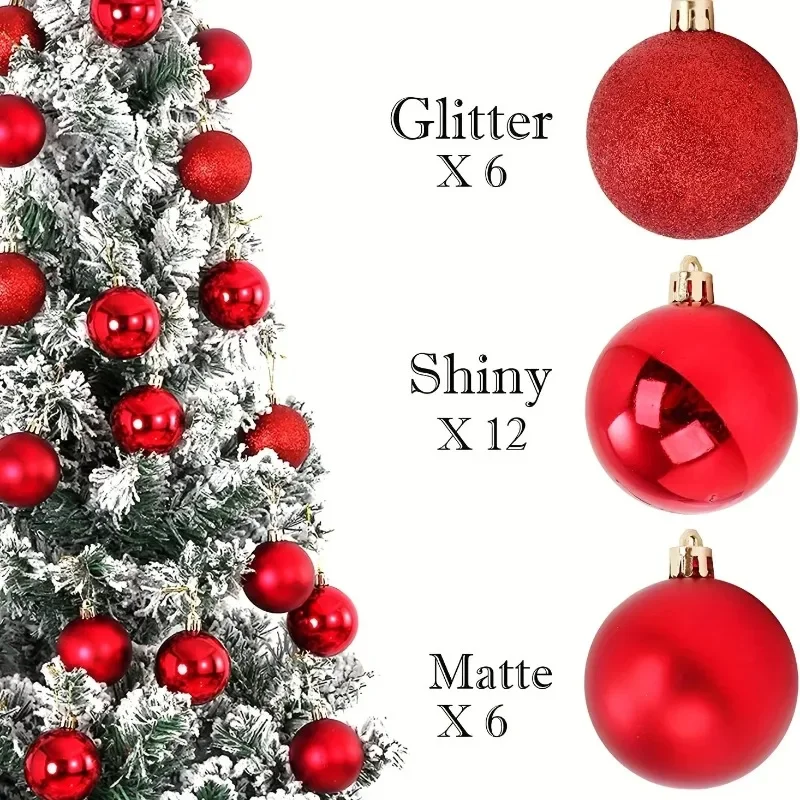 24Pcs 4cm Christmas Balls Ornaments for Xmas Christmas Tree - Shatterproof Christmas Tree Decorations Hanging Ball for Holiday L