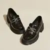 Woman Pumps Loafers Cute Kawaii Platform Shoes For Women Fashion Leather Casual Block Heel Round Toe Chunky Heels Popular Shoe A 3