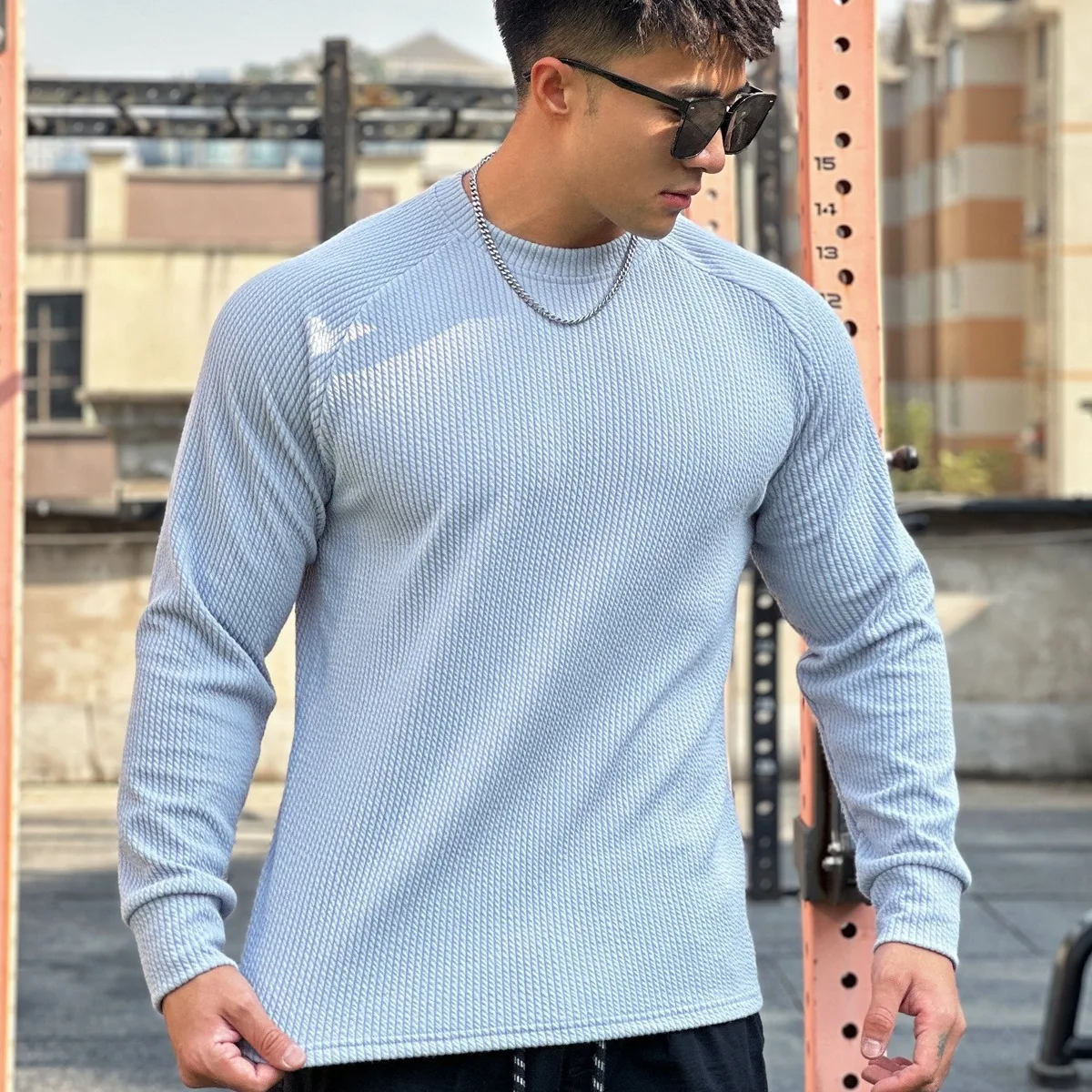 New autumn and winter round neck men's casual sports trend loose oversized pullover with muscle snake pattern hoodie long