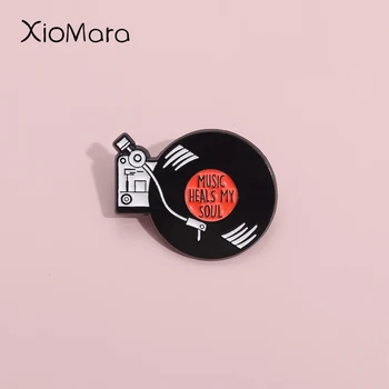 MUSIC HEALS MY SOUL 에나멜 핀, 맞춤형 레트로 CD 음악 레코드 브로치, 옷깃 배지, 쥬얼리 선물, 음악가 팬 친구