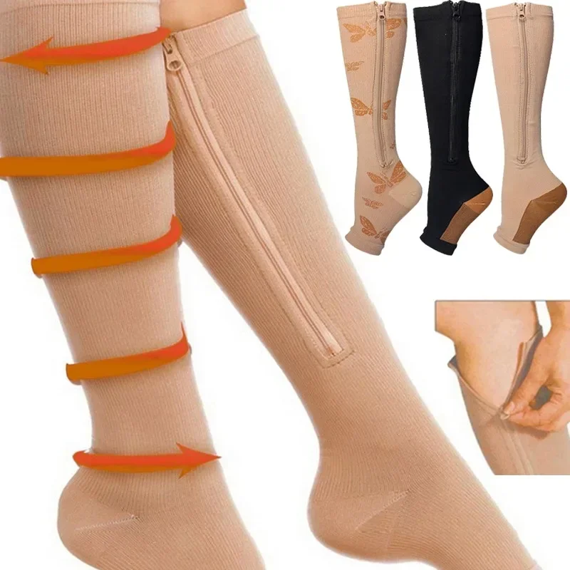 

Women To Sturdy Pain Stocking & Compression Blood Zipper Relieves Zippered Circulation, For Socks Swelling Men, 1Pair & Improves