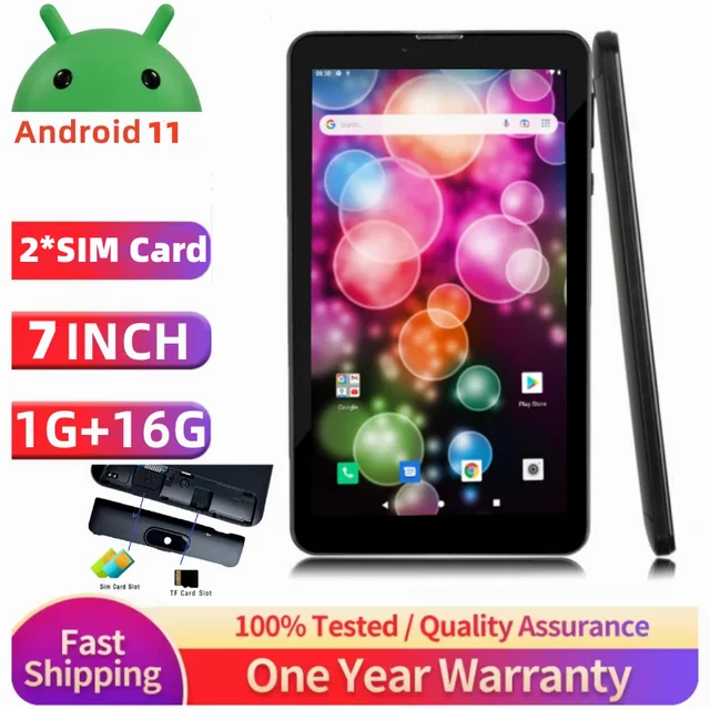 Nuovo tablet Android 11 da 7 pollici SC7731 Quad Core doppia fotocamera 1 GB RAM 16 GB ROM GPS 1024 * 600 IPS 4000 mAh 1