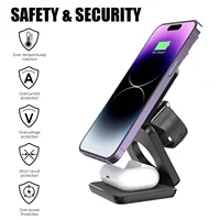 3 in 1 Wireless Charger Stand Magnetic Foldable Wireless Charging Station for iPhone 16 15 14 13 Pro Max Apple Watch 8 9 Charger 3