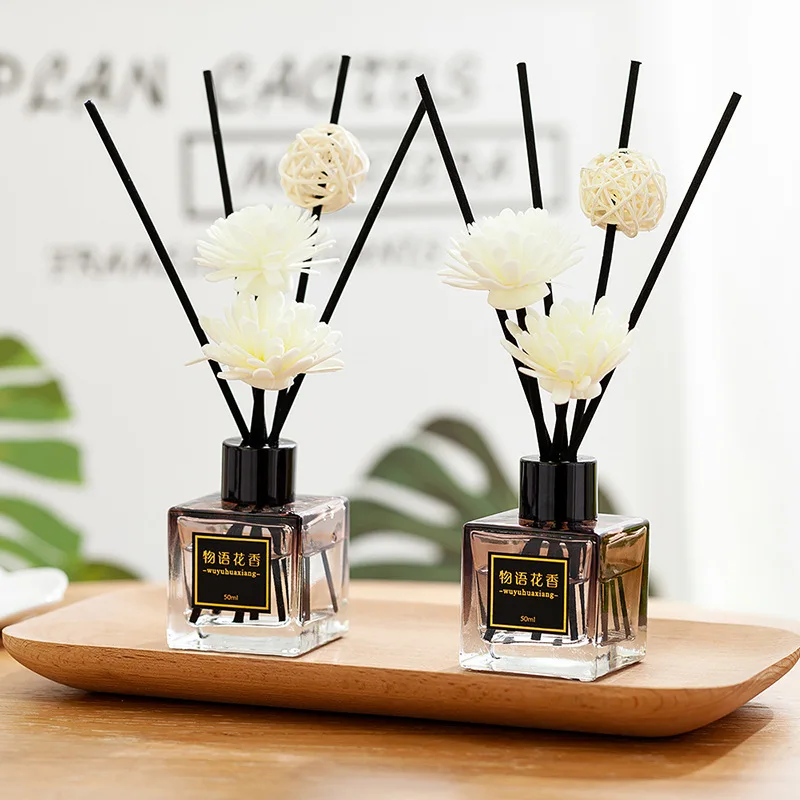 50ml Gradent Color Reed Diffuser Home Fragrance Diffuser Essential Oil Aromatherapy Refill Rattan Sticks Home Decor 1pc