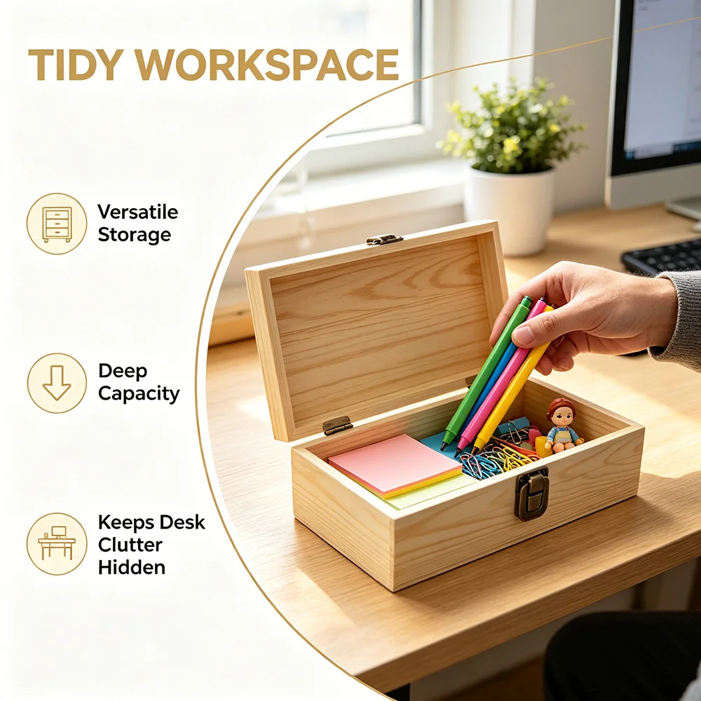 1PC 맞춤형 나무 상자(뚜껑 포함) 정사각형 경첩 장식 보석 공예품 보관함, 가정 장 DIY 수제 아버지의 날 선물