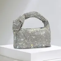 Poignée strass noeud sacs de soirée argent cristal poignée supérieure sac pour femmes sacs à main et sacs à main de luxe sac à main fourre-tout 1